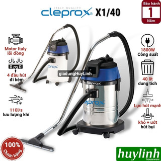 Máy hút bụi công nghiệp khô và ướt CleproX X1/40 - 40 lít - 1800W - motor lõi đồng [Nhựa hoặc Inox]