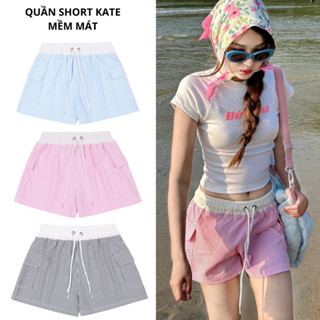 Quần short đùi nữ kate túi hộp mềm mát kẻ sọc siêu Hot_437
