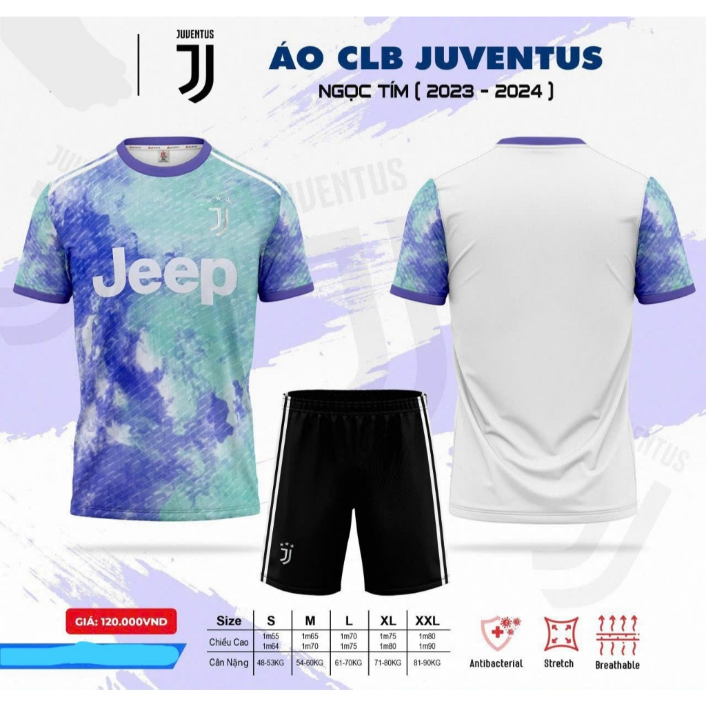 Bộ đồ đá banh CLB Juventust màu Tím