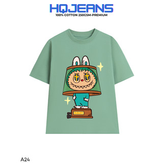 HQJeans Áo thun Nam Nữ Unisex Labubu form rộng giấu quần 100% cotton định lượng 250gsm premium co giãn 2 chiều A21-25