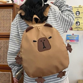 Balo gấu Capybara chống nước - ba lô đi học cấp 1 2 3 siêu nhẹ hình gấu dâu size lớn cho bạn nữ bé gái
