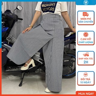  Váy quần chống nắng nữ kiểu dáng xẻ tà vải kaki sọc dày dặn có nút bấm chân H&T FASHION