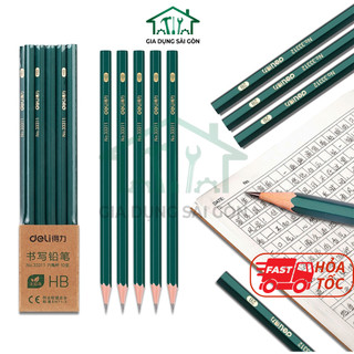 Combo 10 bút chì lục giác 2b 2h deli - dễ gọt bút chì thi trắc nghiệm ruột đậm bút chì học sinh cấp 1 tập viết chì vẽ