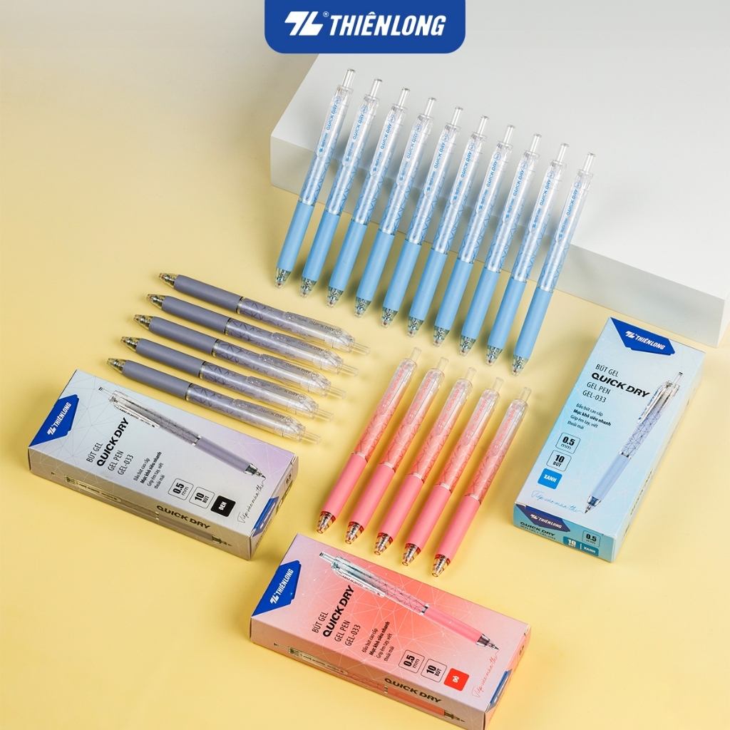 Combo 10/20 bút gel Thiên Long Gel-033 Quick Dry ngòi 0.5mm - Viết gel mực…