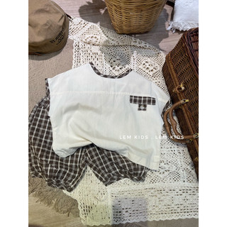Set bộ Hàn, bộ style Hàn, áo kem quần kẻ sọc