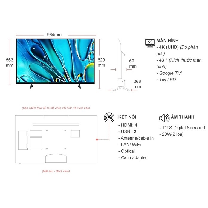 GOOGLE TIVI SONY 4K 43 INCH K-43S30 | HÀNG XẢ KHO