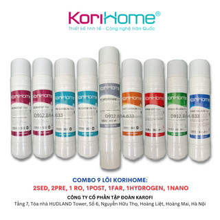 Bộ 9 lõi lọc nước korihome dùng cho máy korihome wpk-910 hàng chính hãng - hệ lõi cắm nhanh u 10" nhập khẩu hàn quốc