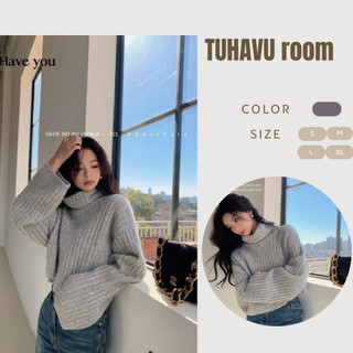 Áo len dáng rộng cổ lọ màu trơn cho nữ Tuhavu room, áo len màu trơn dáng rộng đơn giản cho nữ