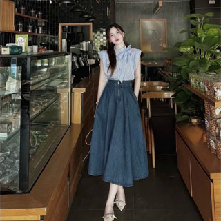 Chân Váy jean Nữ Dáng xòe Rộng - Váy Demin dáng dài