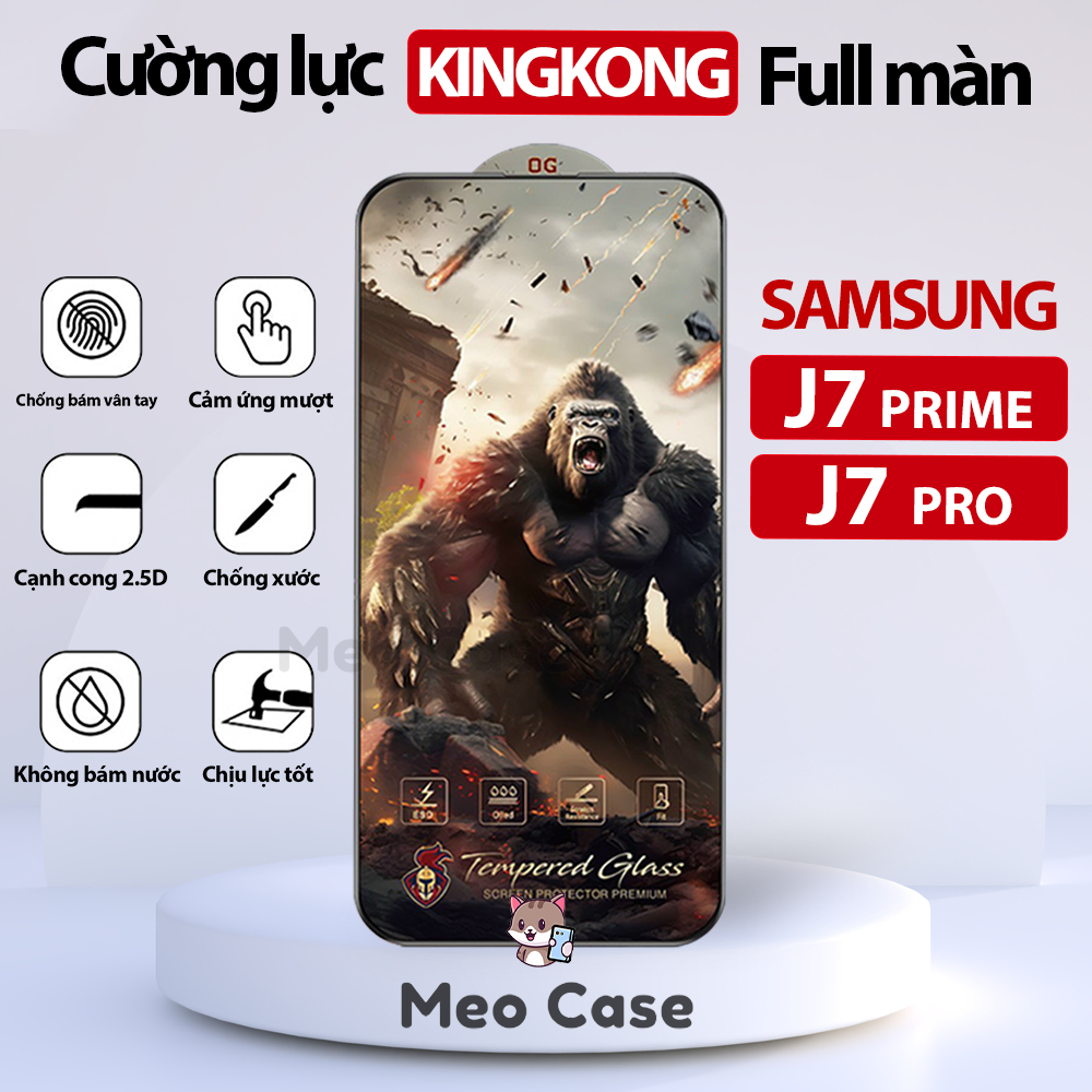 Kính cường lực Samsung J7 Prime, J7 Prime, Cường lực Kingkong full màn, Miếng dán bảo vệ màn hình đi