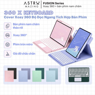 [Cover Bàn Phím Xoay 360] Bao da bàn phím bluetooth xoay 360 AstroMazing có Trackpad dành cho iPad