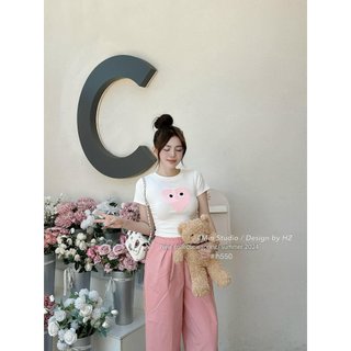 ( ẢNH THẬT )	Set Áo Zip Thêu Trái Tim Kèm Quần Ống Xuông - Titifa Shop