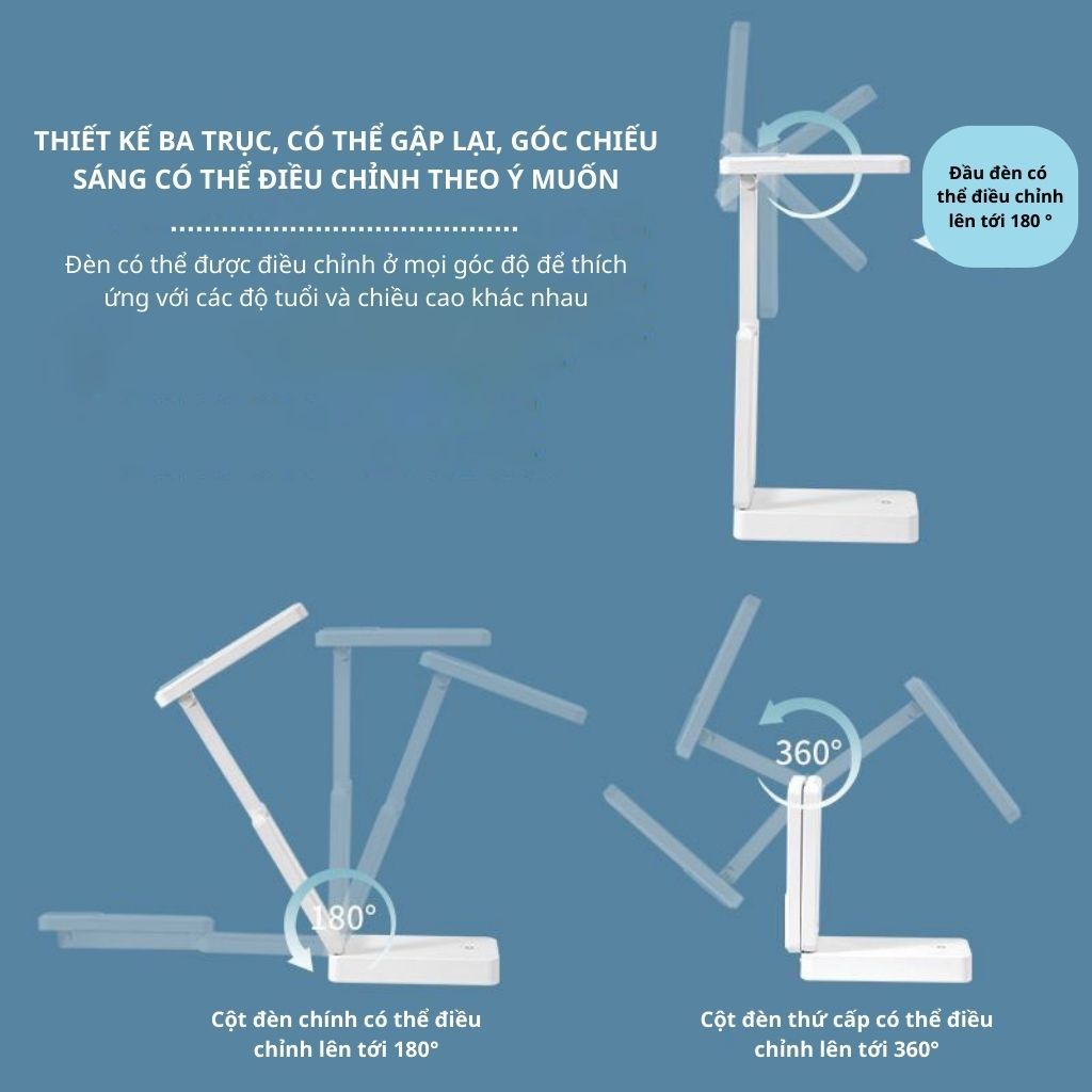 Đèn học để bàn đọc sách bàn làm việc tích điện bảo vệ mắt, đèn led bàn học 3 màu ánh sáng bảo vệ mắt đa năng | BigBuy360 - bigbuy360.vn