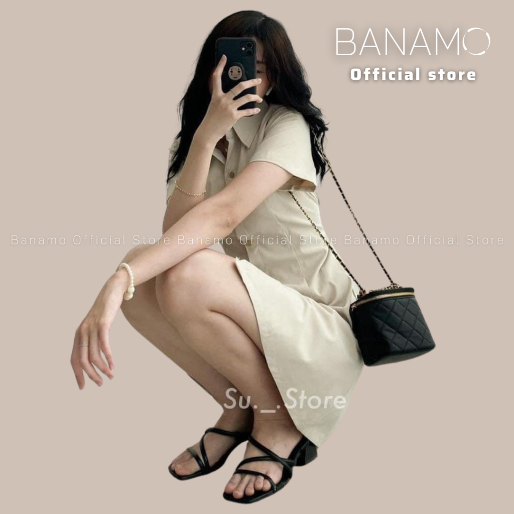 Váy sơ mi BIGSIZE thô mềm chiết eo lưng chun phong cách Ulzzang Thời Trang Banamo Fashion sơ mi thô mềm 5915 | BigBuy360 - bigbuy360.vn