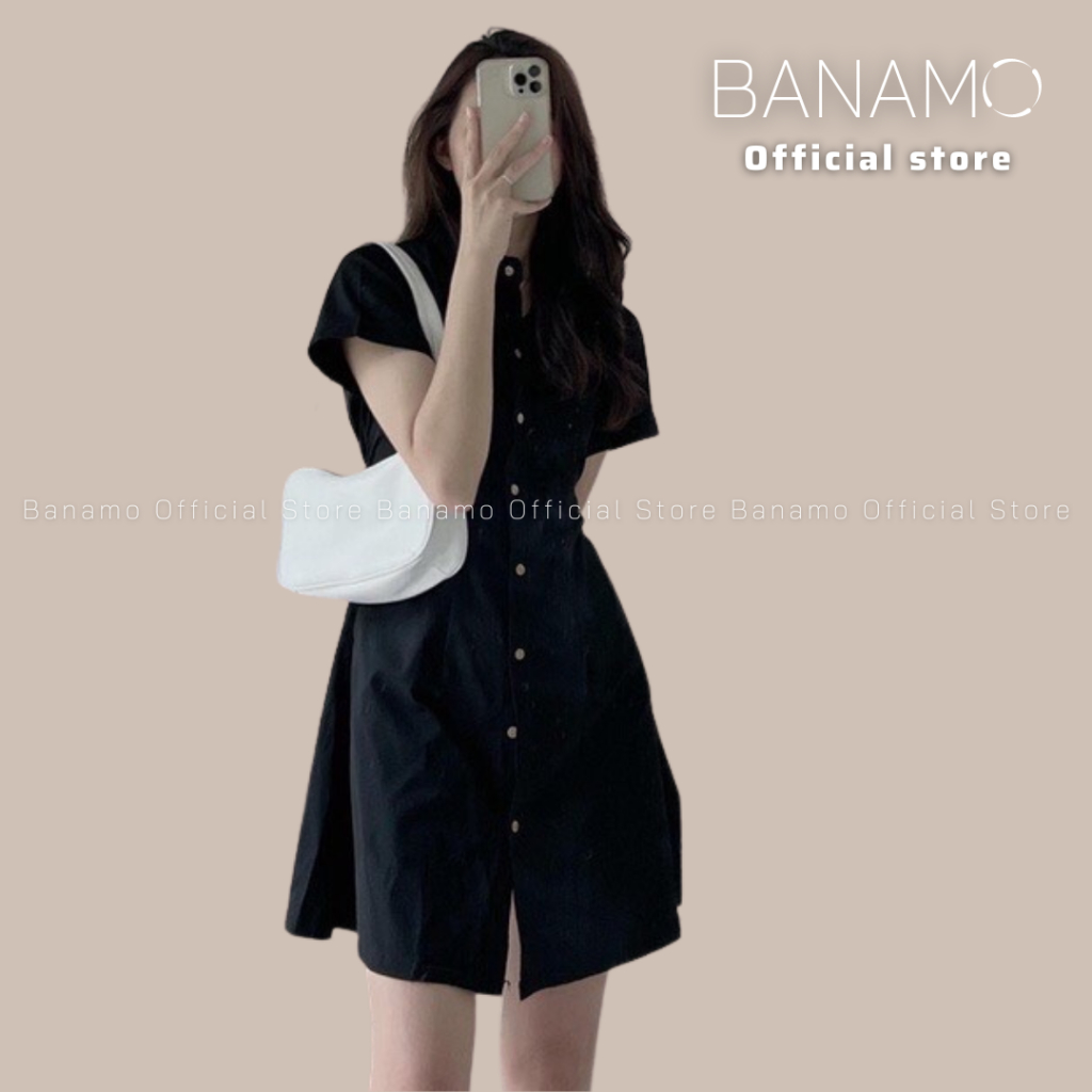 Váy sơ mi BIGSIZE thô mềm chiết eo lưng chun phong cách Ulzzang Thời Trang Banamo Fashion sơ mi thô mềm 5915 | BigBuy360 - bigbuy360.vn