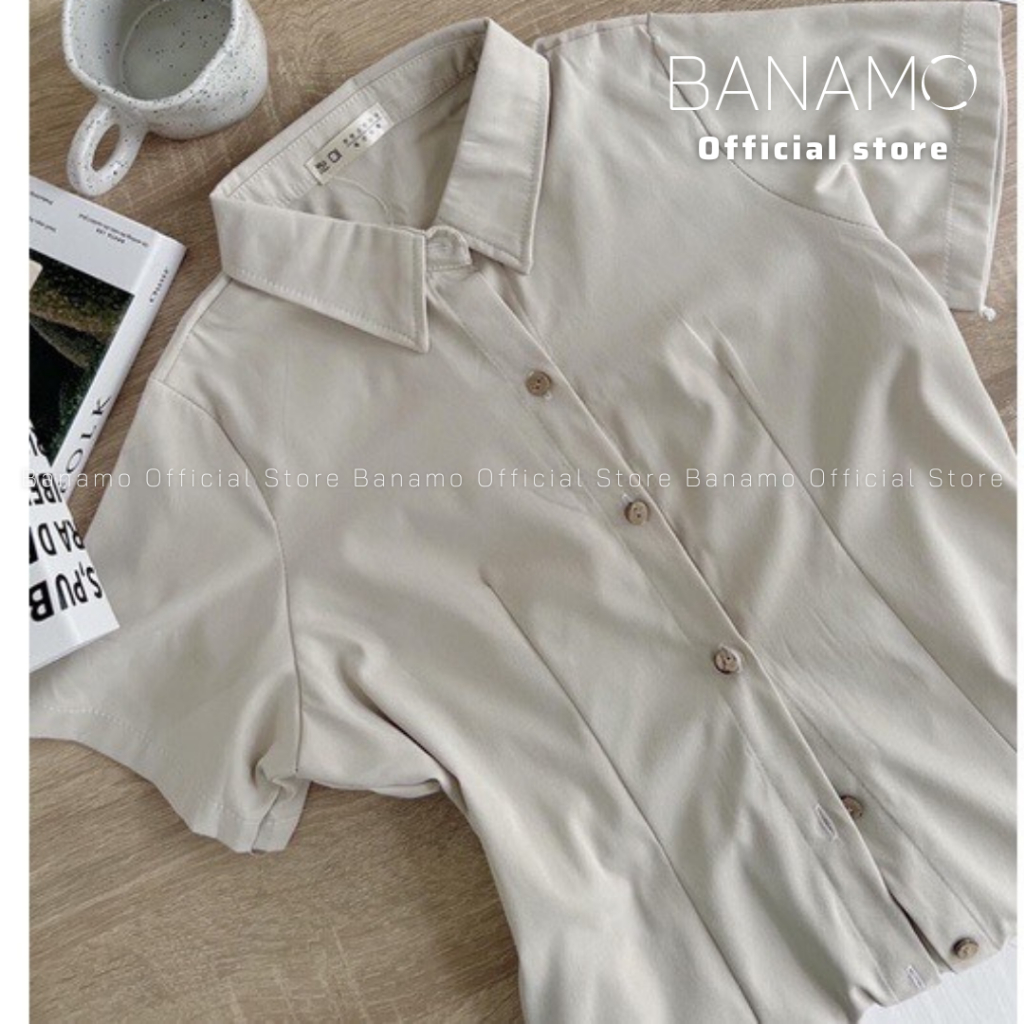 Váy sơ mi BIGSIZE thô mềm chiết eo lưng chun phong cách Ulzzang Thời Trang Banamo Fashion sơ mi thô mềm 5915 | BigBuy360 - bigbuy360.vn