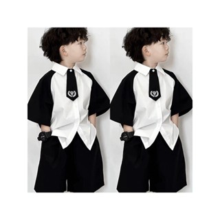 Sét quần áo Thun Cộc Tay kèm cà vạt + Quần Short Thời Trang Mùa Hè Bé Trai -----MÃ CÀ VẠT