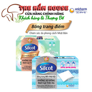 Bông tẩy trang Silcot Nhật Bản Hộp 82 miếng/66 miếng cao cấp xanh lá - Silcot Unicharm [siêu rẻ] tẩy sạch sâu