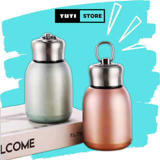 Bình giữ nhiệt mini 300ml, nhỏ gọn, xinh xắn với 2 lớp inox 304 không gỉ kèm quai sách tiện dụng