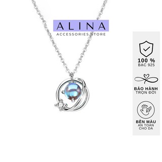Dây Chuyền Bạc 925 Alina Đá Xanh Vòng Cổ Vũ Trụ Xanh 0509 I6