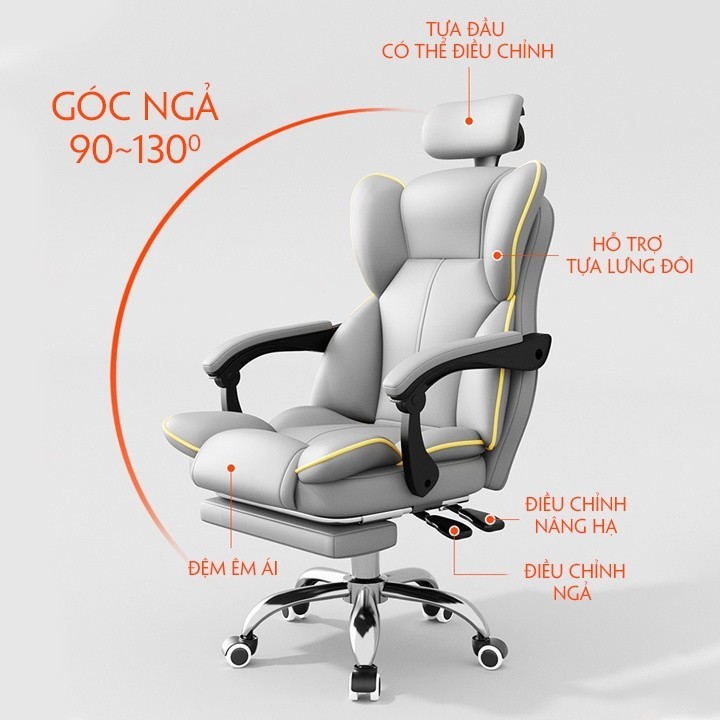 Ghế gaming công thái học cao cấp chống nước chính hãng, ghế chơi game tựa đầu nâng hạ ngả lưng tiện ích chịu tải 150kg | BigBuy360 - bigbuy360.vn