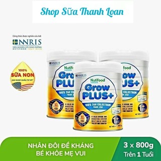 Combo 3 lon sữa bột nutifood growplus+ vàng bổ sung sữa non 1+ 800g.