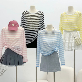 Áo thun nữ tay dài kẻ sọc MENINA_STUDIO, áo thun tay dài chất cotton xược dày dặn màu sắc nhã nhặn cho mùa thu