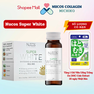 Nước uống collagen trắng da mờ thâm nám nucos super white 50ml x 10 chai