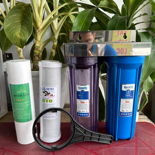 Bộ lọc thô 2 cốc 10 inch đầy đủ phụ kiện như hình
