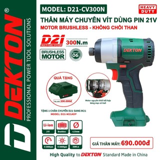 Máy chuyên bắt vít 300n dekton hệ d21 - d21-cv300n chân pin riêng của dekton