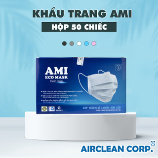 Khẩu trang y tế AMI 4 lớp kháng khuẩn hàng chính hãng hộp 50
