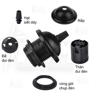 Đui đèn vành E27 dùng cho lồng đèn mây tre, đèn gỗ, đèn sắt.