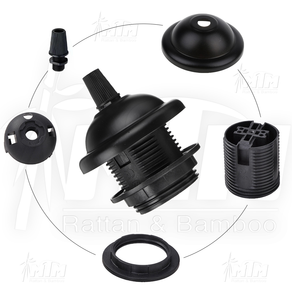 Đui đèn vành E27 dùng cho lồng đèn mây tre, đèn gỗ, đèn sắt.
