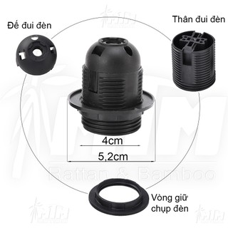 Đui đèn vành E27 dùng cho lồng đèn mây tre, đèn gỗ, đèn sắt.