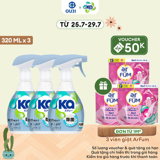 Combo 3 Chai Xịt Mạt Bụi Nhà Kapod kháng khuẩn, khử mùi,dùng cho giường, nệm, sofa, rèm cửa, nón bảo hiểm (320ml/ Chai)