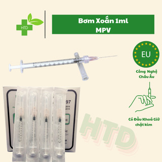 Hộp 100 bơm tiêm chống trào 1ml đầu xoắn MPV tiết kiệm tinh chất meso