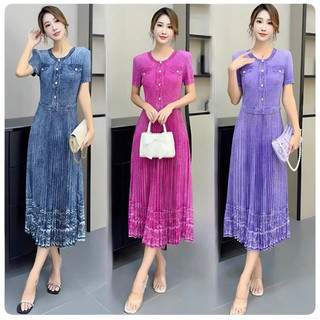 (HÀNG NHẬP BIGSIZE ) VÁY ĐẦM DẬP LY DÁNG XÒE SANG CHẢNH ( CCTT170424465 )