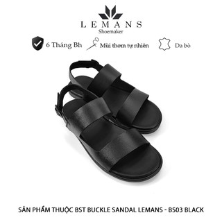 BS03 - Dép Sandal da bò Lemans LEMANS, đế cao su có mùi thơm, thiết kế quai điều chỉnh mũ trẻ trung, Bảo hành 06 tháng