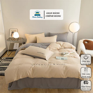 Set 4 món vỏ chăn gối ga trải đệm cotton tici Otama Bedding, Bộ ga giường bo chun pastel basic