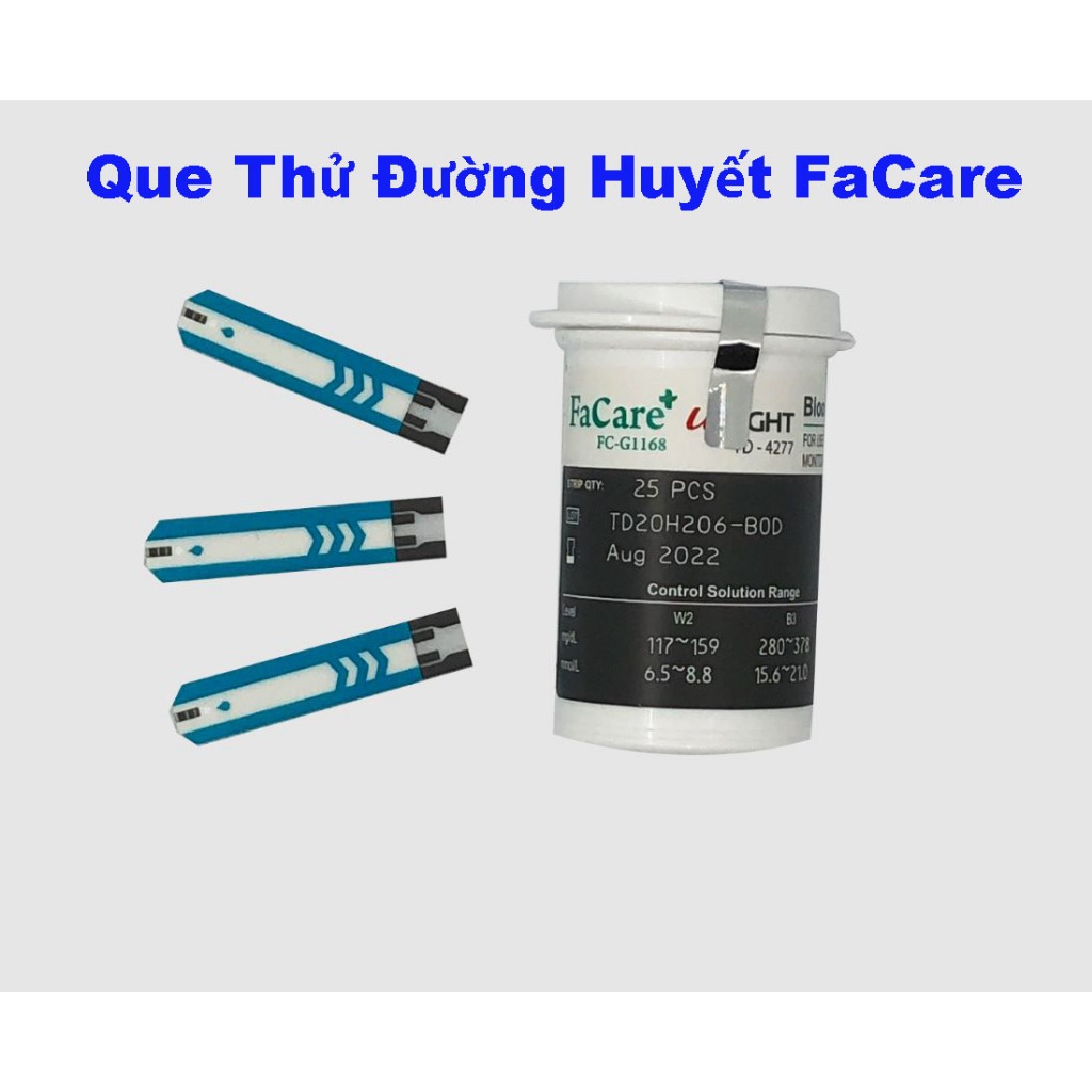 Que Thử Đường Huyết FaCare Fc-G1168 Hộp 25 Que