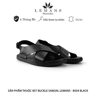 Dép Sandal quai chéo Lemans BS04 da bò, đế cao su có mùi thơm, thiết kế mũ quai trẻ trung chính hãng, Bảo hành 06 tháng