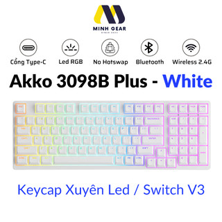 Bàn phím cơ AKKO 3098B Blue on White / Plus White / Plus Black (Multi-modes / Foam tiêu âm / AKKO Swich)