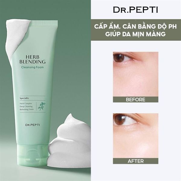 Sữa Rửa Mặt Trà Xanh Làm Dịu Da Dr.Pepti Herb Blending Cleansing Foam Dr. Pepti+ Hàn Quốc 110ml