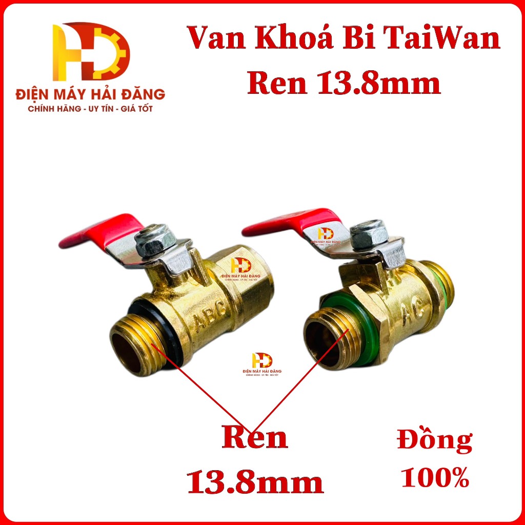 Khoá van bi,van khoá bi đồng Đài Loan.dùng cho máy xịt rửa.Phun xịt thuố c  ren chuẩn 13.8mm.
