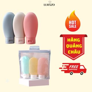  Chai chiết mĩ phẩm LUHAZO 4 lọ chiết dầu gội sữa tắm nhựa 60ml - chai chiết nắp nhấn du lịch tiện dụng 