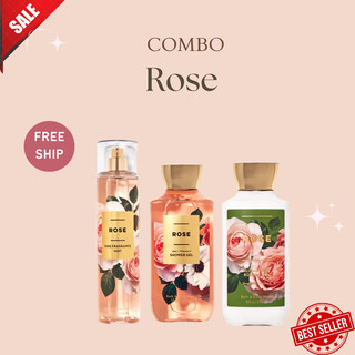 [BILL MỸ] BỘ SẢN PHẨM ROSE- BATH BODY WORKS XỊT THƠM, DƯỠNG THỂ, SỮA TẮM