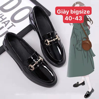 Giày moca nữ bigsize gót 2cm, da bóng phối quai xích hottrend của năm. Hàng quảng châu