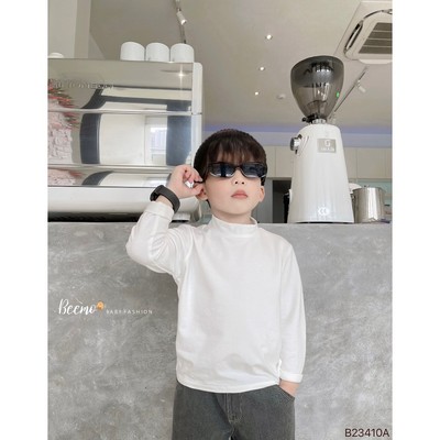 Áo giữ nhiệt Beemo dài tay cho bé trai basic cổ cao 3 phân chất liệu cotton co giãn, cho bé từ 9-24kg B23410AD