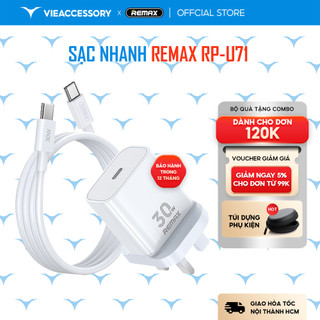 Bộ sạc Nhanh 30W Remax RP-U71 / ( 1 Củ Sạc + 1 Dây Sạc ) Cổng Type C - Type C.