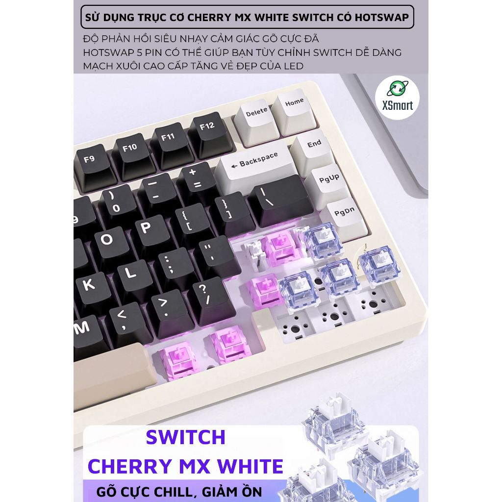 Bàn Phím Cơ Ko Dây Bluetooth Nhôm CNC Attack Shark X75 Cao Cấp Full LED RGB Cho Máy Tính Laptop | BigBuy360 - bigbuy360.vn